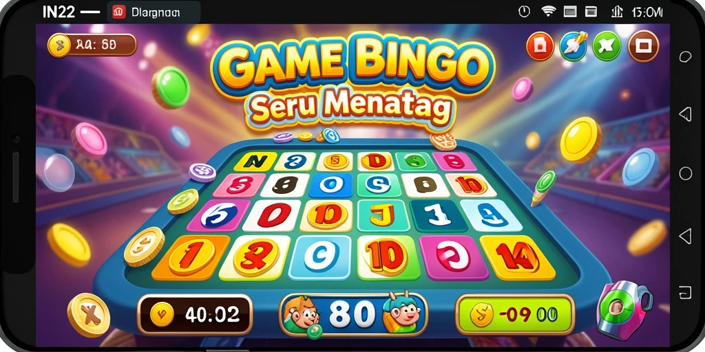 Tampilan gameplay seru dan interaktif di IN22 untuk bermain Bingo.