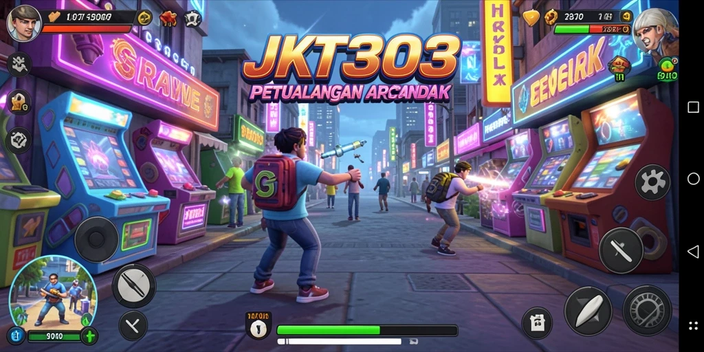 Screenshot gameplay JKT303 menampilkan aksi seru dalam level Arcade.