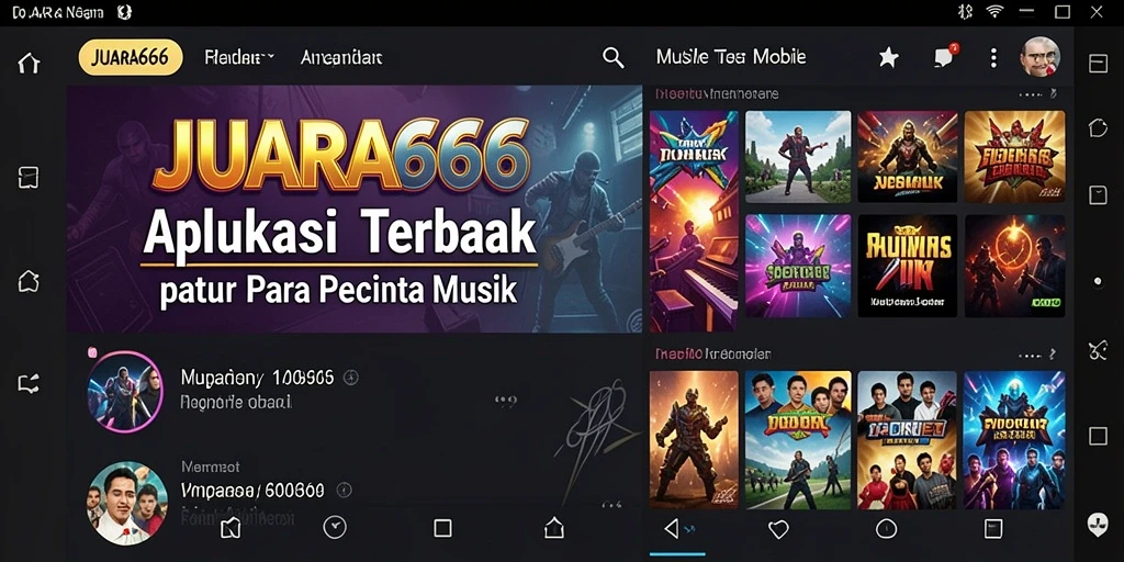 Menampilkan gameplay JUARA666 dengan fitur musik interaktif.