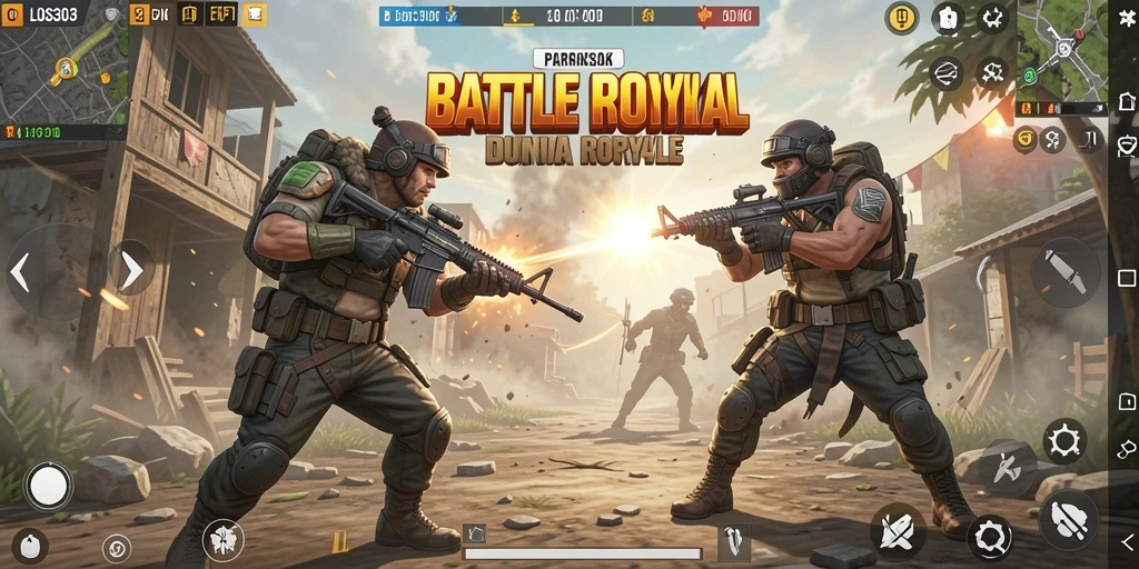 Tangkapan layar gameplay LOS303 yang menampilkan aksi Battle Royale yang mendebarkan.