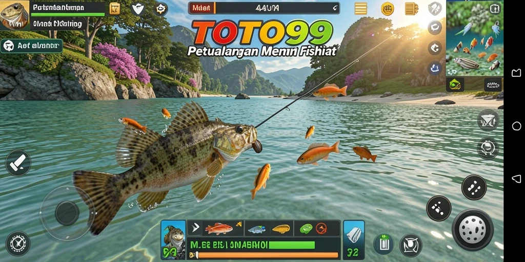 Tampilan gameplay TOTO99 dengan suasana memancing yang menawan.
